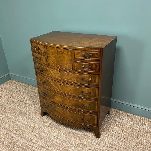 EDWARDIAN BOW FRONTED ANTIQUE CHEST OF DRAWERS - ADDITIONAL PHOTO 7