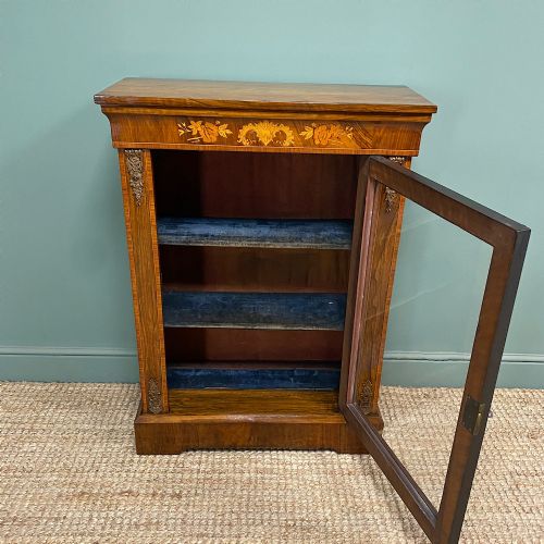SUPERB QUALITY VICTORIAN FIGURED WALNUT ANTIQUE PIER CABINET - ADDITIONAL PHOTO 2