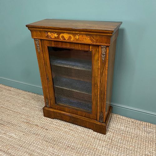 SUPERB QUALITY VICTORIAN FIGURED WALNUT ANTIQUE PIER CABINET - ADDITIONAL PHOTO 5