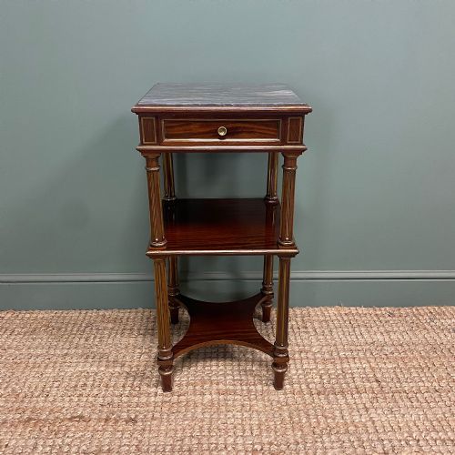 elegant marble top antique lamp table - CATEGORY: ANTIQUE CABINETS - DATED EDWARDIAN