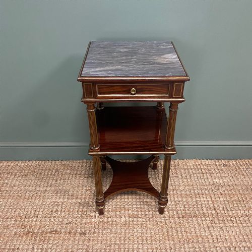 ELEGANT MARBLE TOP ANTIQUE LAMP TABLE - ADDITIONAL PHOTO 1