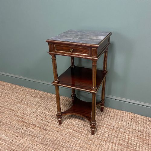 ELEGANT MARBLE TOP ANTIQUE LAMP TABLE - ADDITIONAL PHOTO 2