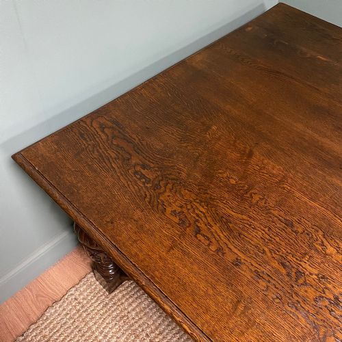 HUGE SOLID OAK ANTIQUE TABLE - ADDITIONAL PHOTO 2