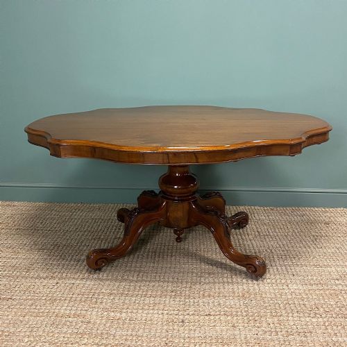 STUNNING VICTORIAN SERPENTINE SHAPED ANTIQUE CENTRE TABLE - ADDITIONAL PHOTO 5