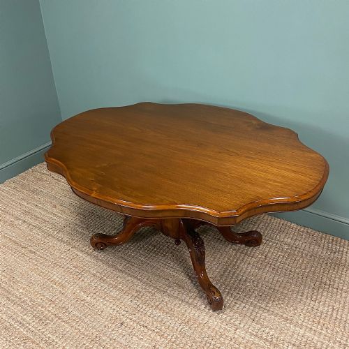STUNNING VICTORIAN SERPENTINE SHAPED ANTIQUE CENTRE TABLE - ADDITIONAL PHOTO 6