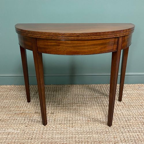 stunning demi lune mahogany antique games table - CATEGORY: ANTIQUE TABLES - DATED GEORGIAN