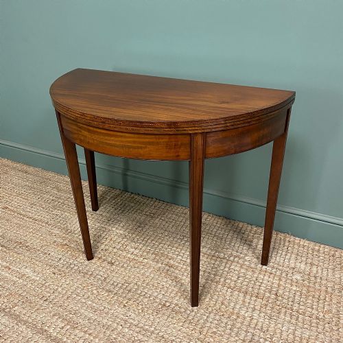 STUNNING DEMI LUNE MAHOGANY ANTIQUE GAMES TABLE - ADDITIONAL PHOTO 2