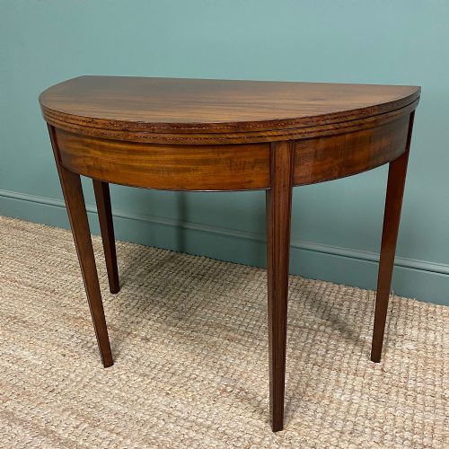 STUNNING DEMI LUNE MAHOGANY ANTIQUE GAMES TABLE - ADDITIONAL PHOTO 3