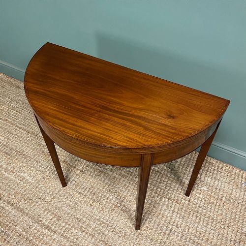 STUNNING DEMI LUNE MAHOGANY ANTIQUE GAMES TABLE - ADDITIONAL PHOTO 4