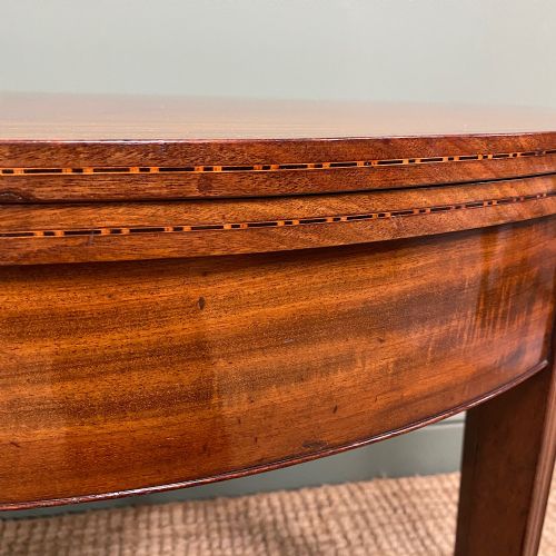 STUNNING DEMI LUNE MAHOGANY ANTIQUE GAMES TABLE - ADDITIONAL PHOTO 5