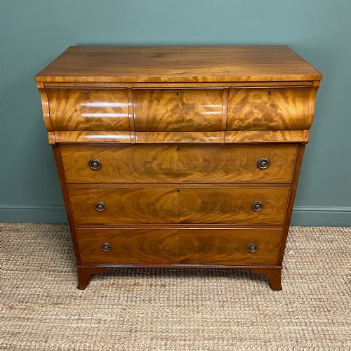 BEAUTIFULLY FIGURED MAHOGANY VICTORIAN ANTIQUE CHEST OF DRAWERS - ADDITIONAL PHOTO 1