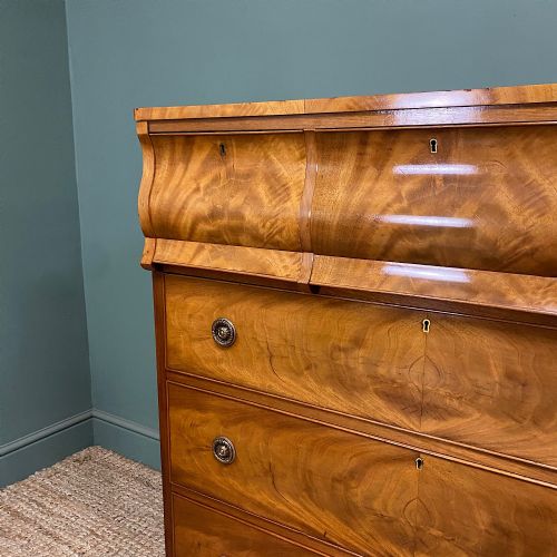 BEAUTIFULLY FIGURED MAHOGANY VICTORIAN ANTIQUE CHEST OF DRAWERS - ADDITIONAL PHOTO 4