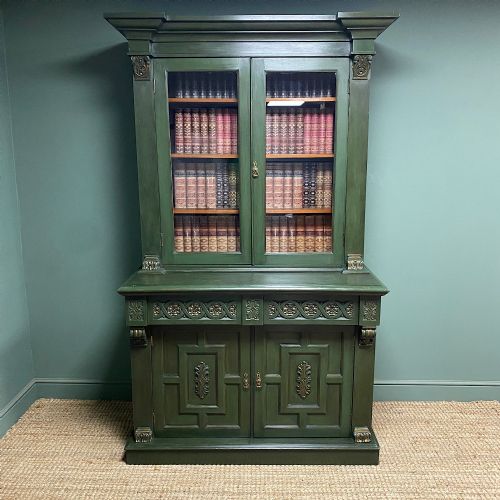 decorative painted antique bookcase dresser - CATEGORY: ANTIQUE BOOKCASES - DATED VICTORIAN