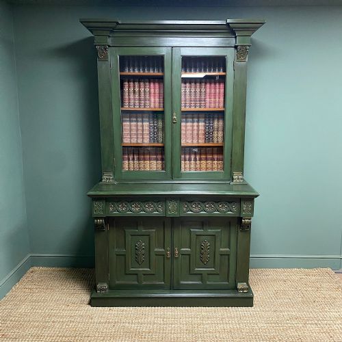 DECORATIVE PAINTED ANTIQUE BOOKCASE DRESSER - ADDITIONAL PHOTO 1