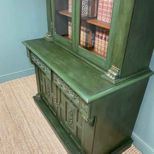 DECORATIVE PAINTED ANTIQUE BOOKCASE DRESSER - ADDITIONAL PHOTO 3