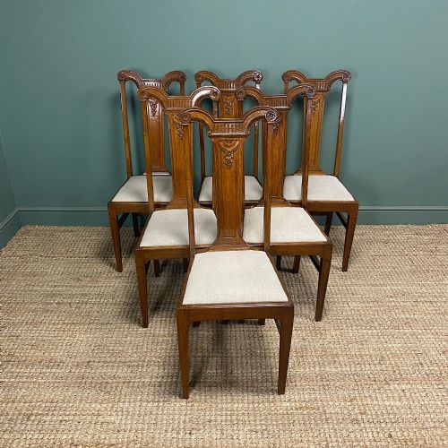 set of 6 victorian oak antique dining chairs - CATEGORY: ANTIQUE CHAIRS - DATED VICTORIAN