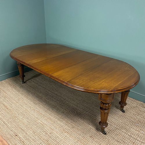 large victorian antique oak wind out extending dining table - CATEGORY: ANTIQUE TABLES - DATED VICTORIAN