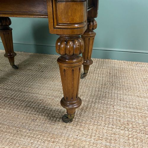 LARGE VICTORIAN ANTIQUE OAK WIND OUT EXTENDING DINING TABLE - ADDITIONAL PHOTO 2