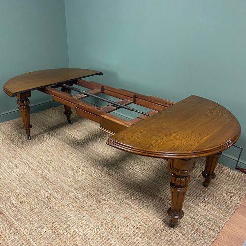 LARGE VICTORIAN ANTIQUE OAK WIND OUT EXTENDING DINING TABLE - ADDITIONAL PHOTO 3