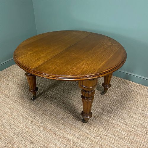 LARGE VICTORIAN ANTIQUE OAK WIND OUT EXTENDING DINING TABLE - ADDITIONAL PHOTO 4