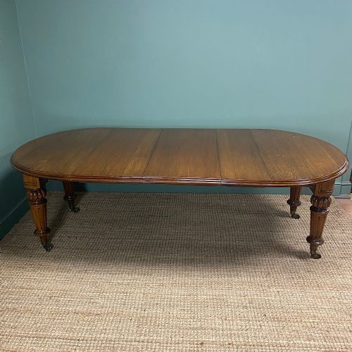 LARGE VICTORIAN ANTIQUE OAK WIND OUT EXTENDING DINING TABLE - ADDITIONAL PHOTO 5
