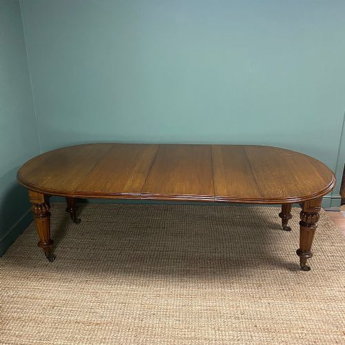 LARGE VICTORIAN ANTIQUE OAK WIND OUT EXTENDING DINING TABLE - ADDITIONAL PHOTO 6