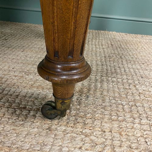 LARGE VICTORIAN ANTIQUE OAK WIND OUT EXTENDING DINING TABLE - ADDITIONAL PHOTO 7