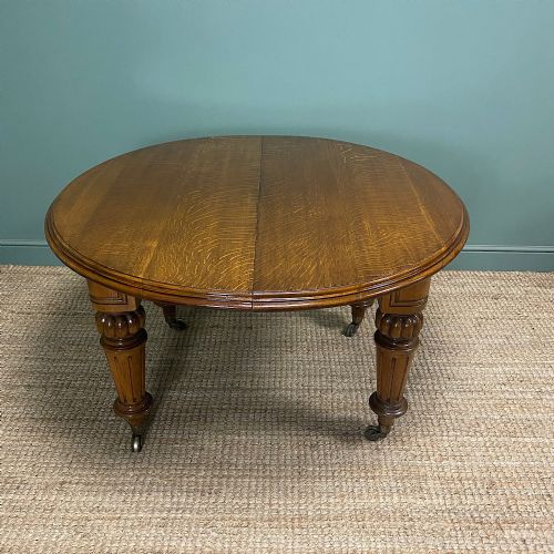 LARGE VICTORIAN ANTIQUE OAK WIND OUT EXTENDING DINING TABLE - ADDITIONAL PHOTO 8