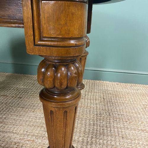 LARGE VICTORIAN ANTIQUE OAK WIND OUT EXTENDING DINING TABLE - ADDITIONAL PHOTO 10