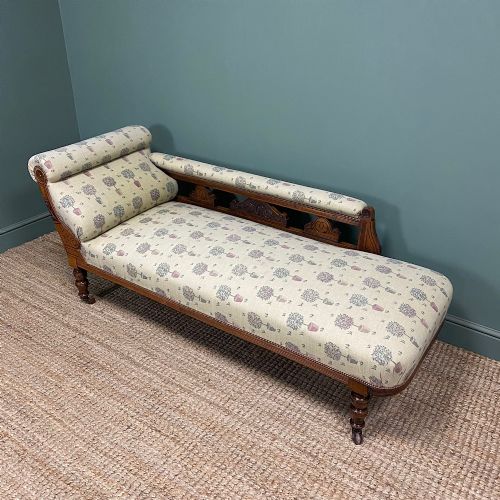 victorian walnut antique chaise longue - CATEGORY: ANTIQUE SOFAS - DATED VICTORIAN