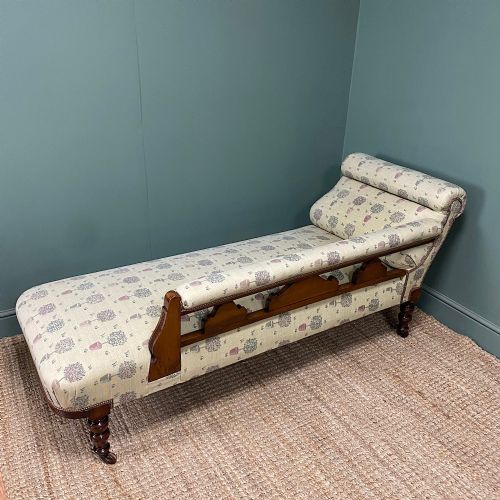 VICTORIAN WALNUT ANTIQUE CHAISE LONGUE - ADDITIONAL PHOTO 6