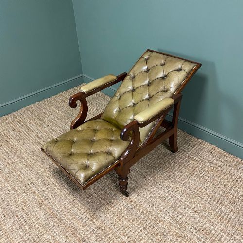 VICTORIAN ANTIQUE LEATHER ARMCHAIR - ADDITIONAL PHOTO 4