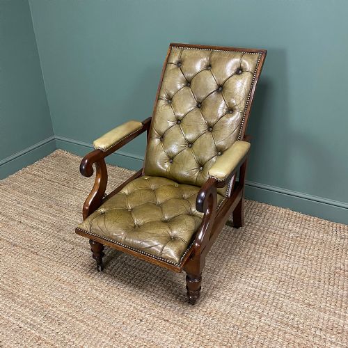 VICTORIAN ANTIQUE LEATHER ARMCHAIR - ADDITIONAL PHOTO 6