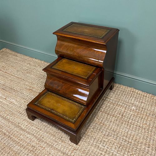 stunning victorian mahogany antique library steps bed steps - CATEGORY: ANTIQUE MISCELLANEOUS - DATED VICTORIAN