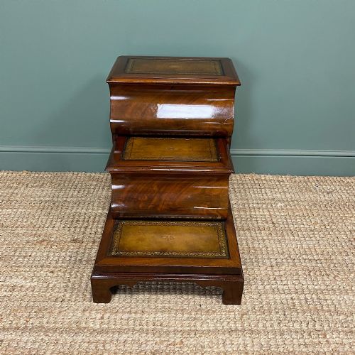 STUNNING VICTORIAN MAHOGANY ANTIQUE LIBRARY STEPS BED STEPS - ADDITIONAL PHOTO 2