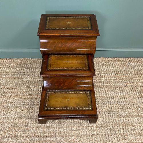 STUNNING VICTORIAN MAHOGANY ANTIQUE LIBRARY STEPS BED STEPS - ADDITIONAL PHOTO 3