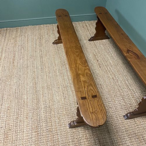 PAIR OF PERIOD ELM ANTIQUE BENCHES - ADDITIONAL PHOTO 3