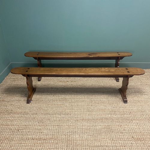 PAIR OF PERIOD ELM ANTIQUE BENCHES - ADDITIONAL PHOTO 4