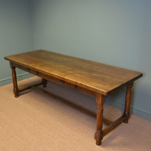 HUGE SOLID OAK FRENCH VICTORIAN ANTIQUE REFECTORY TABLE - ADDITIONAL PHOTO 6