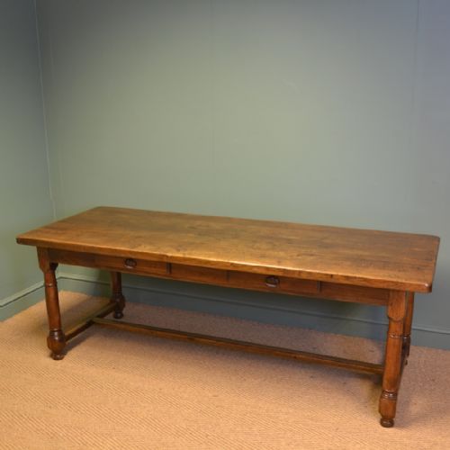 HUGE SOLID OAK FRENCH VICTORIAN ANTIQUE REFECTORY TABLE - ADDITIONAL PHOTO 8