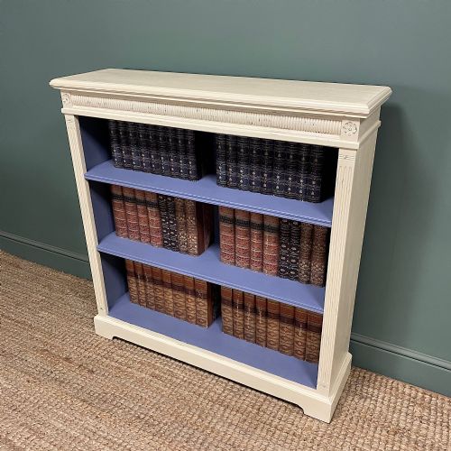 QUALITY VICTORIAN PAINTED ANTIQUE OPEN BOOKCASE - ADDITIONAL PHOTO 3
