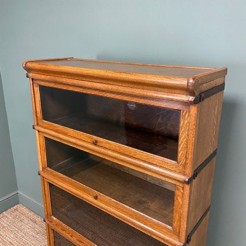 TALL GOLDEN OAK GLOBE WERNICKE STACKING BARRISTERS BOOKCASE - ADDITIONAL PHOTO 4