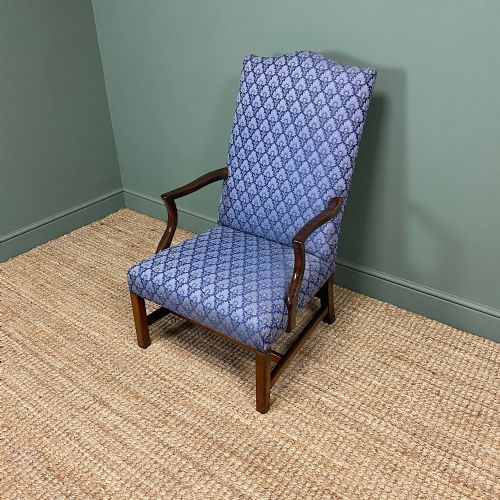 19TH CENTURY ANTIQUE UPHOLSTERED ARM CHAIR - ADDITIONAL PHOTO 1