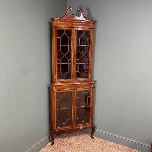 beautiful edwardian mahogany antique corner cabinet - CATEGORY: ANTIQUE CABINETS - DATED EDWARDIAN