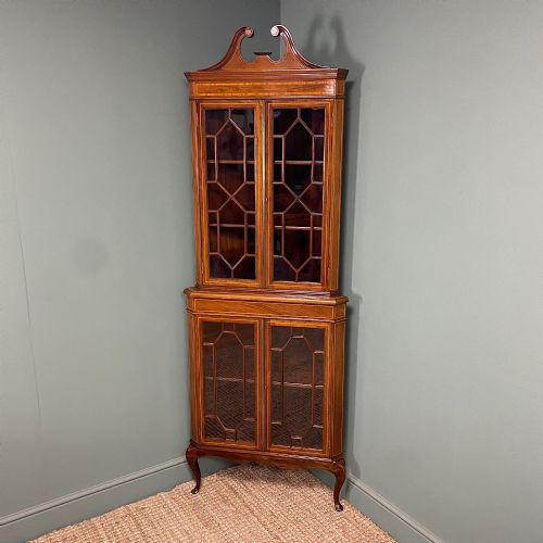 BEAUTIFUL EDWARDIAN MAHOGANY ANTIQUE CORNER CABINET - ADDITIONAL PHOTO 4