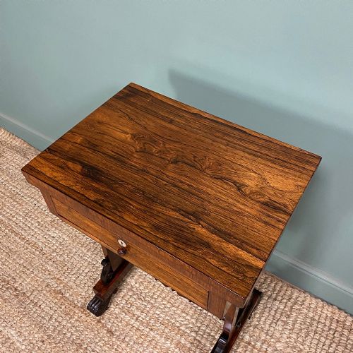 SPECTACULAR VICTORIAN ROSEWOOD ANTIQUE WORK TABLE - ADDITIONAL PHOTO 1