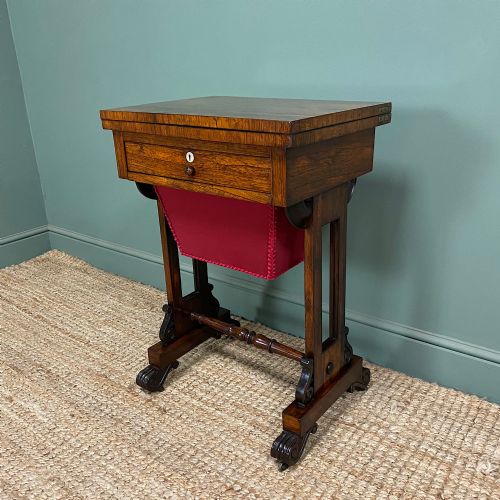 SPECTACULAR VICTORIAN ROSEWOOD ANTIQUE WORK TABLE - ADDITIONAL PHOTO 2