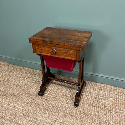 SPECTACULAR VICTORIAN ROSEWOOD ANTIQUE WORK TABLE - ADDITIONAL PHOTO 3