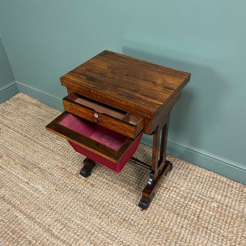 SPECTACULAR VICTORIAN ROSEWOOD ANTIQUE WORK TABLE - ADDITIONAL PHOTO 4