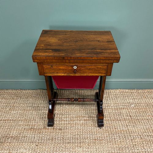 SPECTACULAR VICTORIAN ROSEWOOD ANTIQUE WORK TABLE - ADDITIONAL PHOTO 6